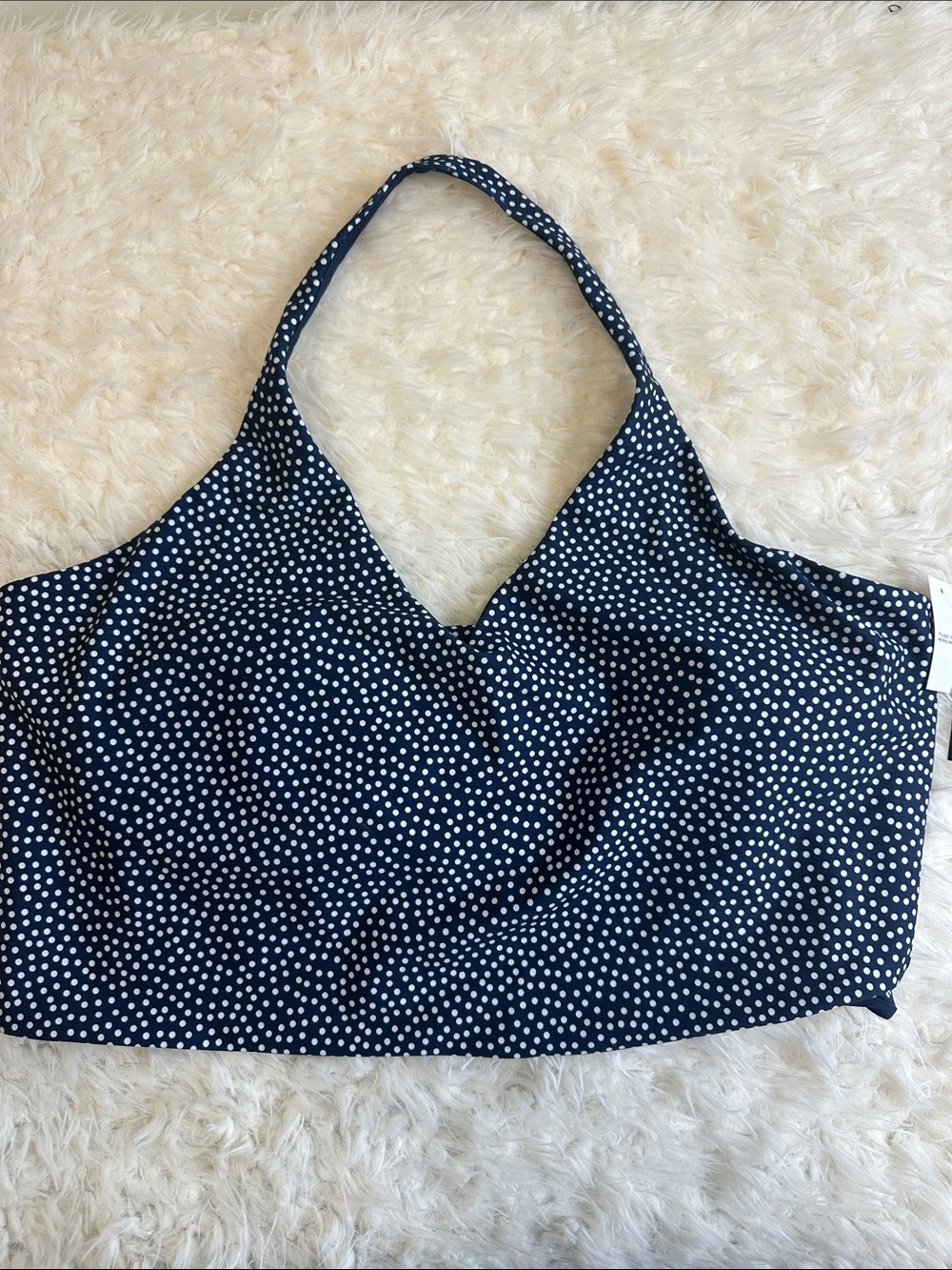 Abercrombie YPB SculptLUX Navy Polka Dot Halter Tank Activewear Top